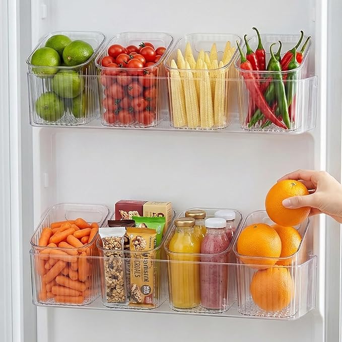 6Pack small Wall Mount Organizer, Adhesive Cabinet Door Storage Bins, Clear Makeup Container, Stackable Organizer Basket for Kitchen, Bathroom, rv, Pantry, Office，Refrigerator Small Items storage - Image 9