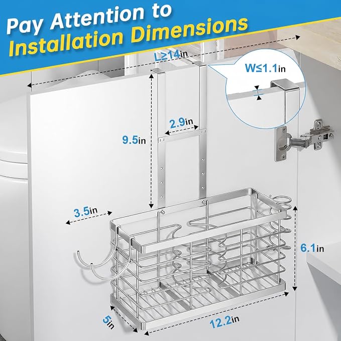 2026 Upgraded 3-in-1 Universal Hair Tool Organizer, XL Size, Sliver | Adjustable Height Metal Hair Dryer Holder, Wall Mounted, Over Cabinet Door, Countertop, Bathroom Storage - Image 3