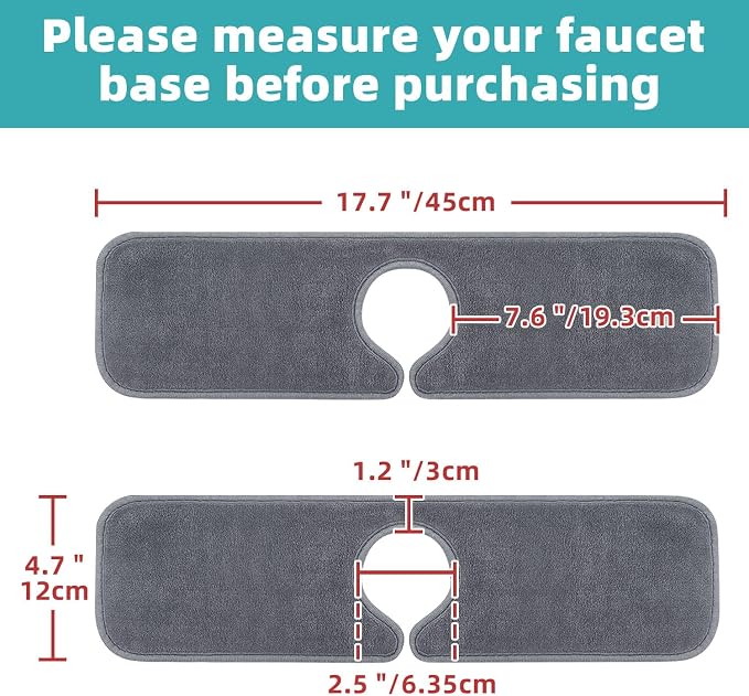 PoYang 4 Pack Faucet Mat for Kitchen Sink Splash Guard, Short 17.7x4.7 Inch | Super Absorbent Microfiber Faucet Mat, Catch Splashes and Drips, Machine Washable Sink Protectors for Kitchen, Bathroom & RV - Image 6