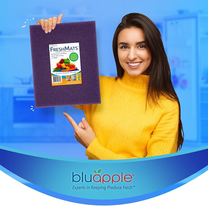Bluapple FreshMats, Refrigerator Bin Liner, Fridge Drawer Mats, Crisper Life Extender Liner Keeps Produce Fresh Longer, Anti-Bruising, for Air Circulation, Washable & Reusable (4-Mats, 12x15, Purple) - Image 7