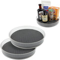 Spectrum Medium Lazy Susan Organizers 9.5 in Pack of 2 for Cabinet Pantry Table Rotating Kitchen Storage Spice Rack Fridge Organization, Charcoal Gray Spinning Turntable for Sauces Jams Condiments by Spectrum