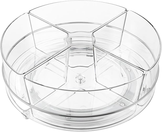 Lazy Susan Organizer, 9 inch Rotating Storage Organizer with Removable Bins | 360 Degree Rotating Storage Organizer with 4 Removable-Bins,Turntable Organizer for Fridge, Kitchen, Vanity, Cabinet by SlowSLog