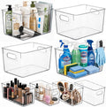 MOONEDGE 8 Pack Clear Plastic Storage Organizer Bins, 4 Large & 4 Narrow | Pantry Organizers and Storage, Clear Bins for Organizing, Narrow Storage Bins, Fruit Storage Containers for Fridge, Kitchen by MOONEDGE