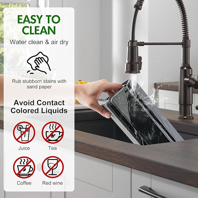 Large Stone Dish Drying Mat for Kitchen Counter, Roll up Pad -Dishes / Rack | Quick dry Fast absorbent sink pads, Diatomaceous earth Material, countertop dryer mats, Matt Finish- Dark Grey - Image 7