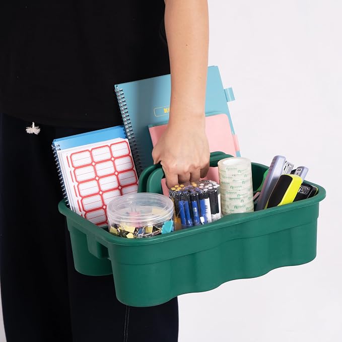 Matthew 3 Pack Large Plastic Tote Tool & Deluxe Supply Cleaning Caddy with Handle Portable Shower Basket Storage Caddy for Cleaning Products,Take-Out Drink,Bathrooms - Green - Image 4