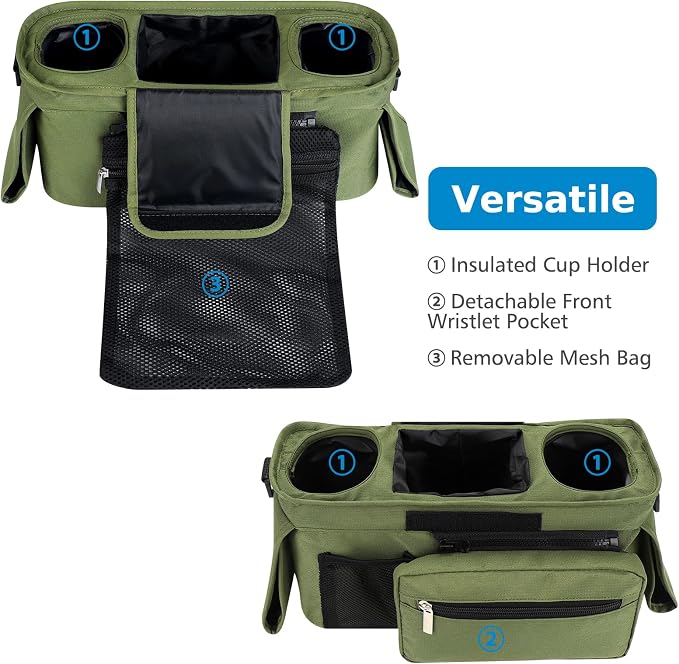 Accmor Universal Stroller Organizer with Insulated Cup Holder Detachable Phone Bag and Shoulder Strap,Stroller Bag Caddy Organizer for Uppababy, Baby Jogger, Britax Strollers - Image 4