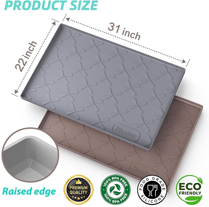 Waterproof Under Sink Mat 31" x 22" Kitchen Cabinet Liner Silicone | BPA-Free Silicone Mat with Raised Lip Protects Cabinets from Leaks, Versatile Home Organizer for Bathroom, Pets, Boots, Floor - Image 3