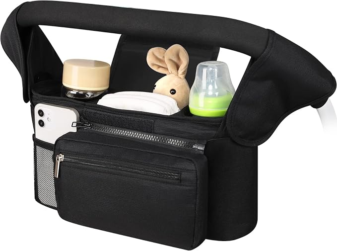 Accmor Universal Stroller Organizer with Insulated Cup Holder Detachable Phone Bag and Shoulder Strap,Stroller Bag Caddy Organizer for Uppababy, Baby Jogger, Britax Strollers by Accmor