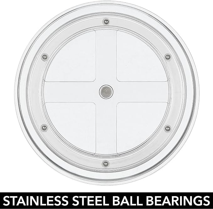 mDesign Lazy Susan Turntable Plastic Spinner for Kitchen/Bathroom, Pantry, Fridge, Cupboards, or Counter Organizing, Fully Rotating Organizer for Food, 9" Round - Lumiere Collection - Clear - Image 4