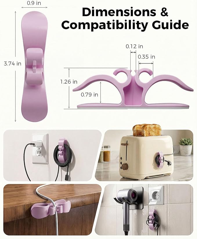 6PCS Cord Organizer for Appliances, Upgraded Kitchen Appliance Cord Organizer Stick On Appliance Wire Organizer Wire Holder for Kitchen Appliances Mixers, Coffee Maker, Pressure Cooker & Microwaves - Image 7