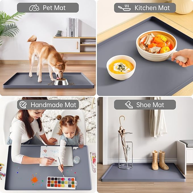 FLATO Waterproof Under Sink Mat, 40" x 19", Black | Shelf Liner for Kitchen and Bathroom, Cabinet Protector, Organizers and Storage, Flexible Silicone Drip Tray - Image 6