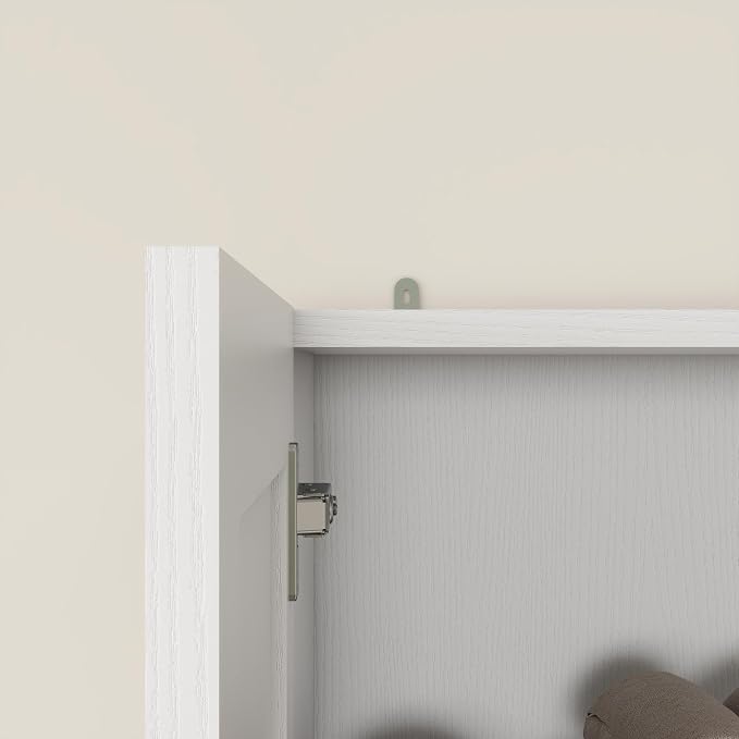 Wooden Storage Cabinet, Collection Food Pantry Narrow Cabinet Free Standing with 2 Doors and 3 Shelves Tool Cabinet, for Kitchens, Living Room, Utility Rooms (White) - Image 7