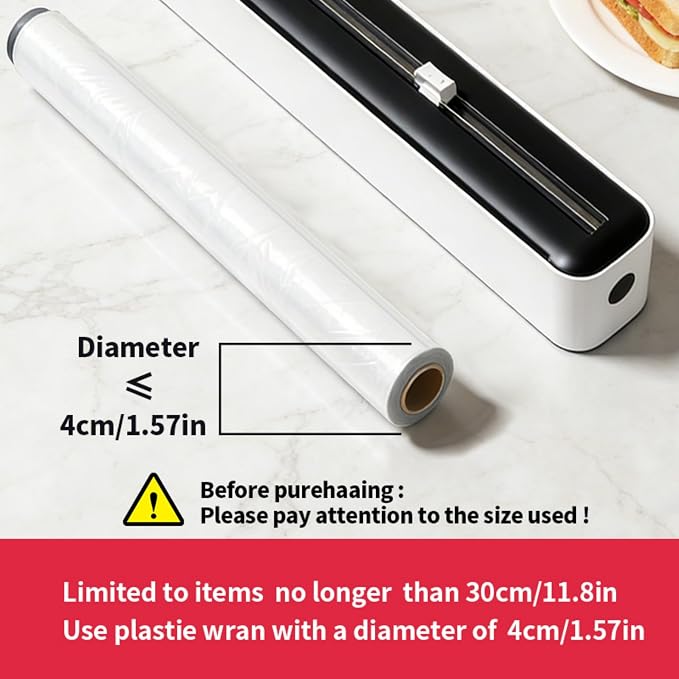 Plastic Wrap Dispenser with Slide Cutter, Cling Film Dispenser with Safe Hidden Blade, Easy Refill Food Wrap Holder Fits 12 Inch Standard Rolls, Countertop Kitchen Wrap Organizer - Image 2