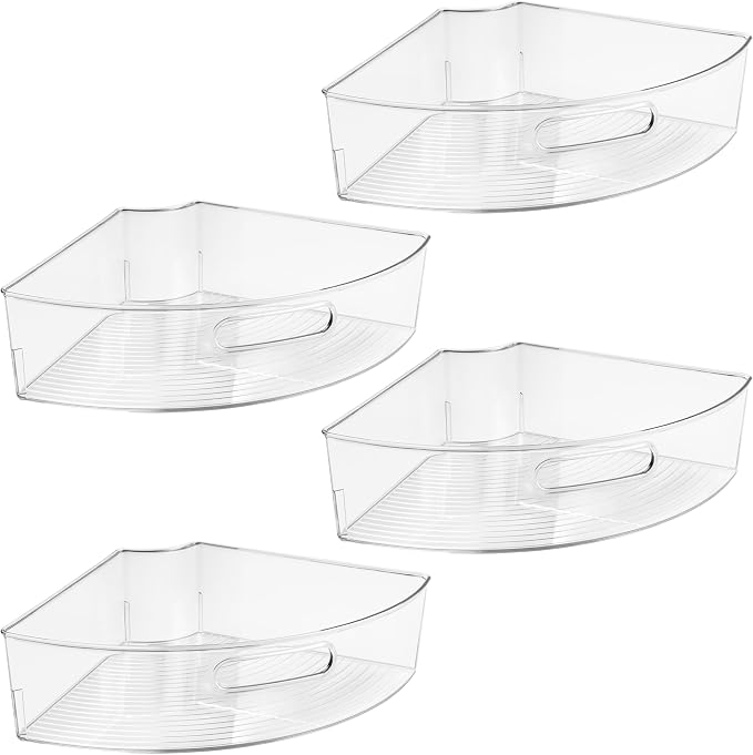 iDesign Clear Plastic 1/4 Wedge Bin, 4-Pack | Corner Lazy Susan Cabinet, Kitchen Cabinet Organizer - Image 8