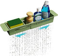 NiHome Extendable Sink Caddy, Small Telescopic Kitchen Brush Holder | Adjustable Sink Organizer for Brush/Sponge with Fast Drainage, Durable ABS, Non-Slip Pads, Expandable Brushes Holder (Green) by NiHome