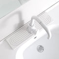 Diatomite Faucet Mat for Kitchen Sink, Quick-Dry Stone-Like Sink Mat, Flat Lay Absorbent Countertop Drying Mat for Faucet Area, Hard Diatomite Mat, White, 15.8 x 4 in by SUXLINA