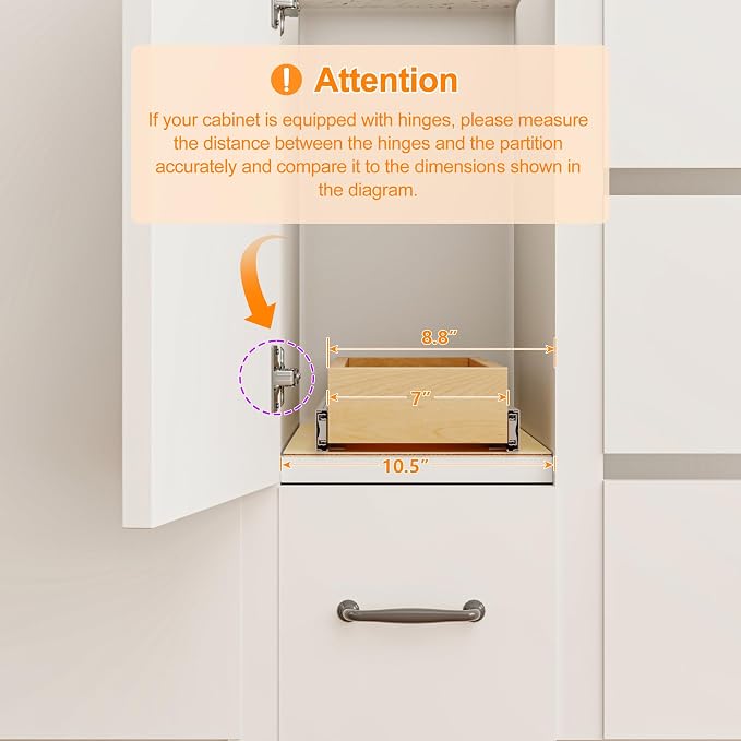 Pull Out Cabinet Organizer, 8" W x 21" D | Soft Close Pull Out Drawers for Cabinets with Heavy Duty Slides, Wood Slide Out Drawers for Kitchen Cabinets - Image 8