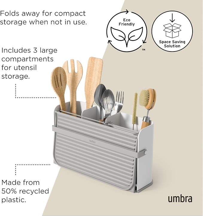 Umbra Sling Dish Drying Rack, Space Saving Foldable Storage, White - Image 4