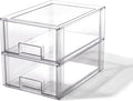 BINO | Stackable Storage Drawers, Large - 2 Pack, Clear | THE CRATE COLLECTION | Storage Bins With Drawers | Bathroom Organizers | Under Sink Organizer | Vanity Cabinet Home Organization by BINO