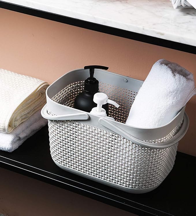 Plastic Portable Shower Caddy Basket, Storage Organizer with Handle, Grey | Bottom Drain Holes, Keep Dry, Sturdy and Durable, Easy to Carry for Bathroom, Kitchen, Dorm Room, RV, College - Image 6