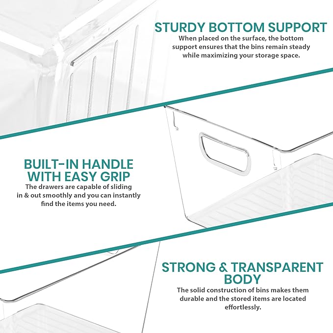 Utopia Kitchen Clear Organizer or Storage Bins - 6 Pack Pantry Organizers and Storage Bins - Medium Clear Storage Containers for Organizing Fridge, Kitchen Organization - Image 3