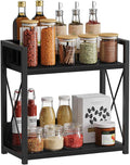 Giikin Kitchen Countertop Organizer, 2 Tier Coffee Bar Organizer, Black Spice Rack for Counter, Kitchen Counter Shelves, Particleboard,15.8" L x 7.9" W x 15.8" H (Black, L) by Giikin