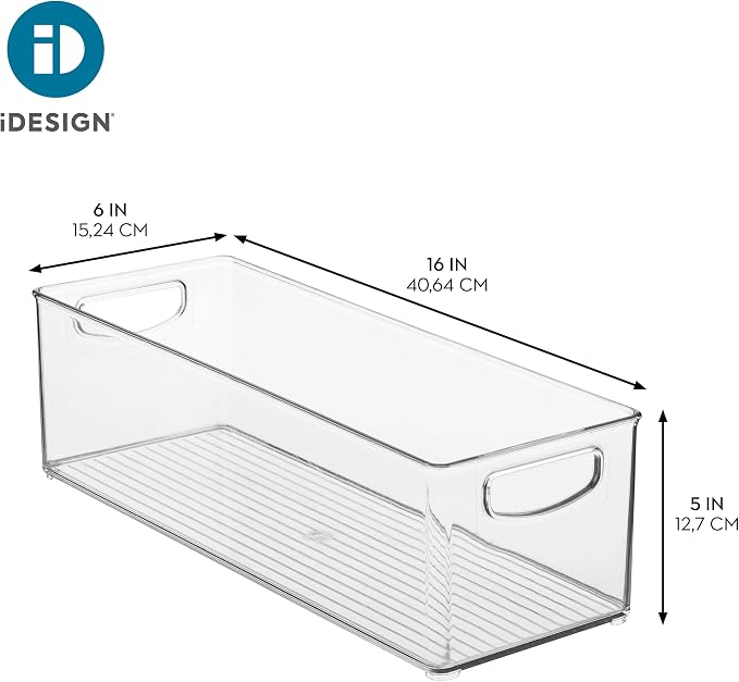 iDesign Plastic Stackable Pantry Bin with Handles, Set of 4, Clear | For Kitchen Cabinets or Fridge, Made in USA - Image 4