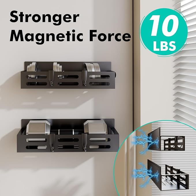SETBAOO 2 Pack Magnetic Spice Rack for Refrigerator, Black Magnetic Shelf and Fridge Kitchen Cabinet Organizers Storage Seasoning Organization Mini Shelves, Organizadores de Cocina - Image 3