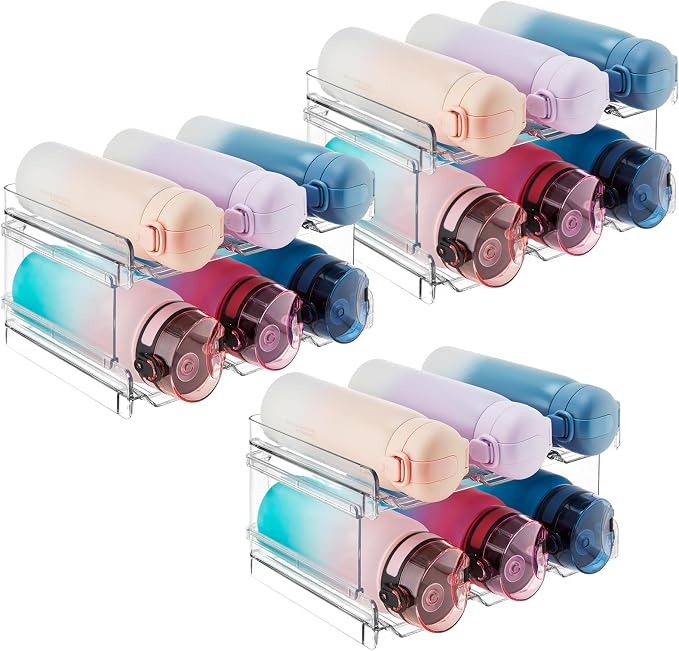 Lifewit 2 Tier Stackable Water Bottle Organizer for Cabinet, 3 Pack Plastic Bottle Holder Fits 6 Bottles/Tumblers up to 3.8" Diameter for Pantry/Countertop/Cupboard, 28 x 19 x 15 cm/11 x 7.5 x 5.7" by Lifewit