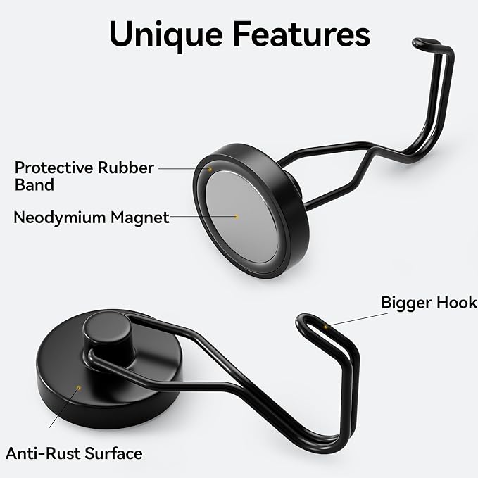 100lbs Magnetic Hooks Heavy Duty Neodymium Magnet for Cruise Cabin | Refrigerator, Grill, Garage, Kitchen, Hanging, Fridge, Outdoor, Key Holder, BBQ, Utensil Hangers, Oven - Image 2