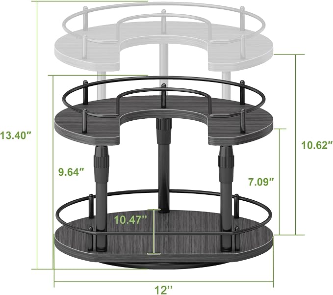 Across-Star Lazy-Susan-Spice-Rack -Organizer For Cabinet With Adjustable Height, 12 inch Rotating Seasoning Holder Spice Organization For Pantry, 2-Tier Kitchen Counter Shelf Countertop Organizer - Image 5