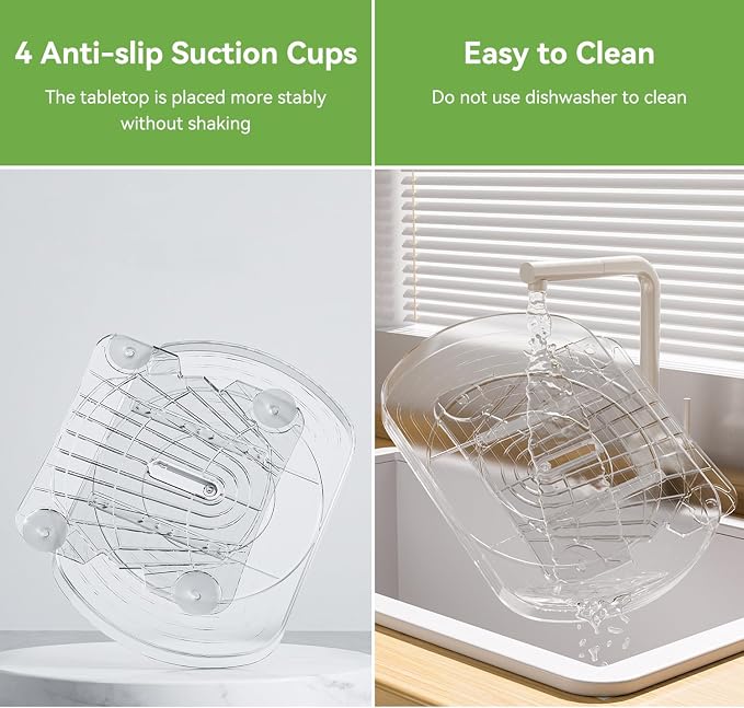 Voova 360 Degree Refrigerator Lazy Susan Turntable, 1 Pack | Rectangular pull-out rotating organizer with suction cups for easy access in fridges, cabinets, pantries and countertops - Image 5