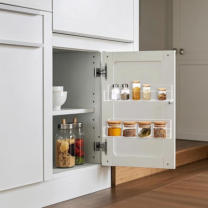 Acrylic Spice Rack Wall Mount-12 Inch, Clear Spice Shelf Storage Holder, 2 Pack Hanging Seasoning Rack Organizer for Cabinet Door, Cupboard or Wall Kitchen (Adhesive or Screw) - Image 5