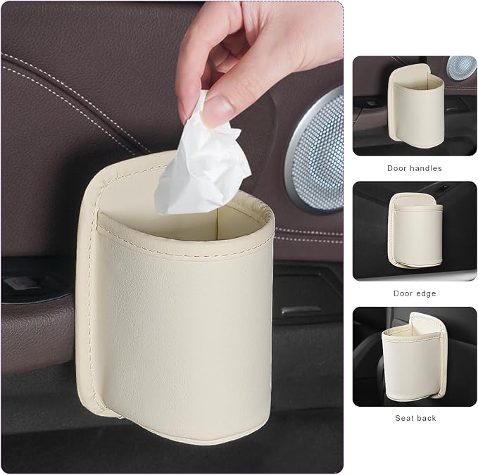 Large Car Door Cup Holders, Clip On Beverage Drink Holder Vehicle Door Storage Organizer, Scratch-Resistant Leather Water Bottle Hanging Holder for SUV Sedan Truck (White) - Image 5