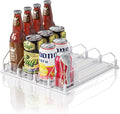 Drink Organizer for Mini Fridge (Fits Depth ≥ 12.2"), 12oz 16oz 20oz Soda Can Dispenser, Width Adjustable Automatic Pusher Glide, 12.2" D 4ROW Holds 16 Cans, White by LOVEFORBETTERLIFE