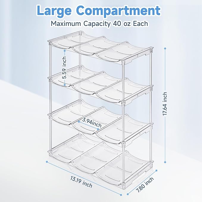spospo Stackable Water Bottle Organizer for Stanley 40 oz Tumbler | Water Bottle Holder for Cabinet, Pantry Kitchen Organizers and Storage for Stanley Cup Accessories, Tumbler Organizer, 4 Pack - Image 5