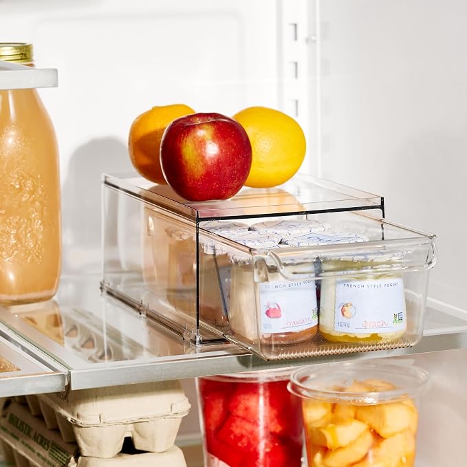 iDesign Linus Collection Stackable Kitchen Storage Drawer, Clear | For Fridge, For Pantry, For Under-Sink, For Cabinet - Image 2
