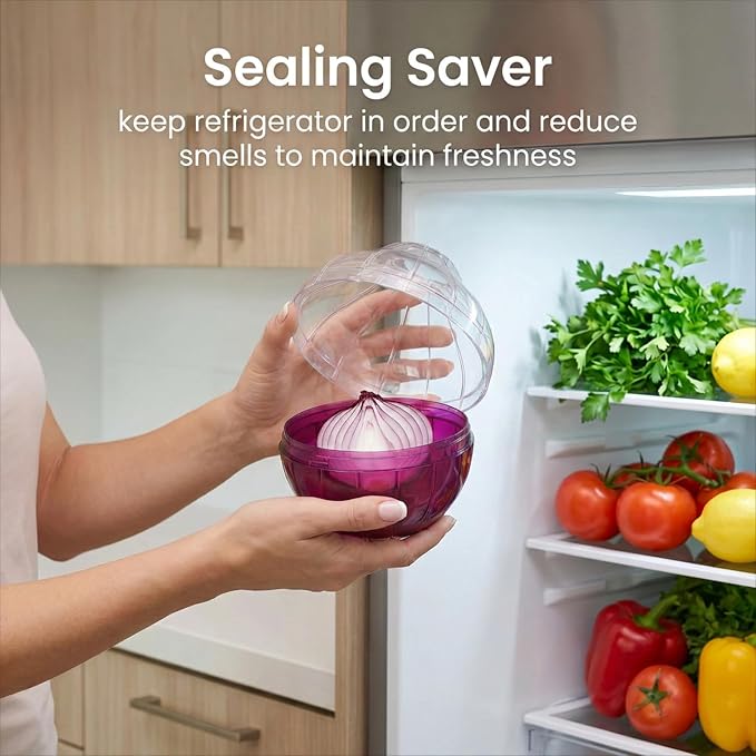 Onion Keeper Onion Storage Containers Onions Tomato Saver Reusable Tomato Lemon Holder Fruit Storages Box Freshness Saver Keepers with Transparent lid for Fridge Vegetable Fruits Onions Stays Fresh - Image 3