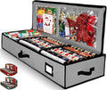 Gift Wrap Organizer, Christmas Wrapping Paper Storage Bag w/Useful Pockets for Xmas Accessories, Fits Upto 24 Rolls, Underbed Storage for Holiday Decorations, Large Capacity Storage Box by Homior