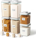 Food Storage Container Sets, 2.8 Qt *2+ 4.2 Qt *4 Airtight Canisters with Lids and 130ml Scoop, BPA-Free Plastic Pantry Containers for Flour, Sugar, Rice by ANKOU
