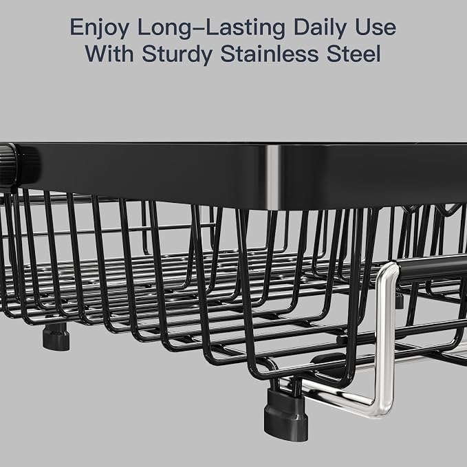 Dish Drying Rack Over The Sink with Utensil Holder | Expandable Stainless Steel Dish Drainer for Small Kitchen, Apartment, RV, Counter Space Saving, Perfect Fit, Rustproof - Image 5