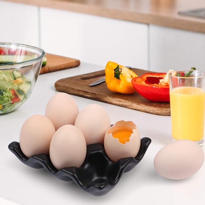 6 Cups Egg Tray Serveware, Eggs Dispenser, Egg Holder Set Kitchen Restaurant Fridge Storage Decorative Accessory (White,2 pack) - Image 5