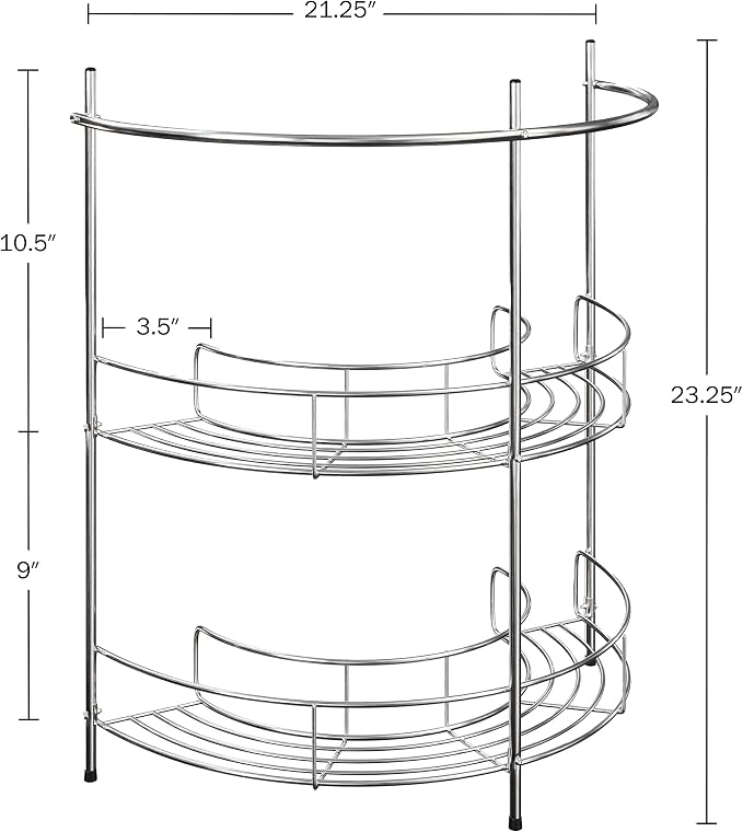 Lavish Home Pedestal Sink Organizer, Silver, 21.25” x 11” x 23.25” | Compact Under the Sink Rack with 2 Storage Shelves and Towel Holder, Space Saving Bathroom Storage - Image 2