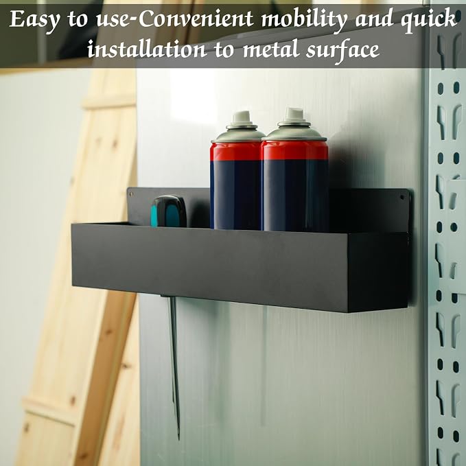 Gisafai 2 Pcs Magnetic Aerosol Spray Can Holder Heavy Duty Magnet Toolbox Bottle Holder Easy Install Spray Can Organizer Wall Mounted Bottle Rack for Garage(24.02 x 3.15 x 4.33 Inch,Black) - Image 4