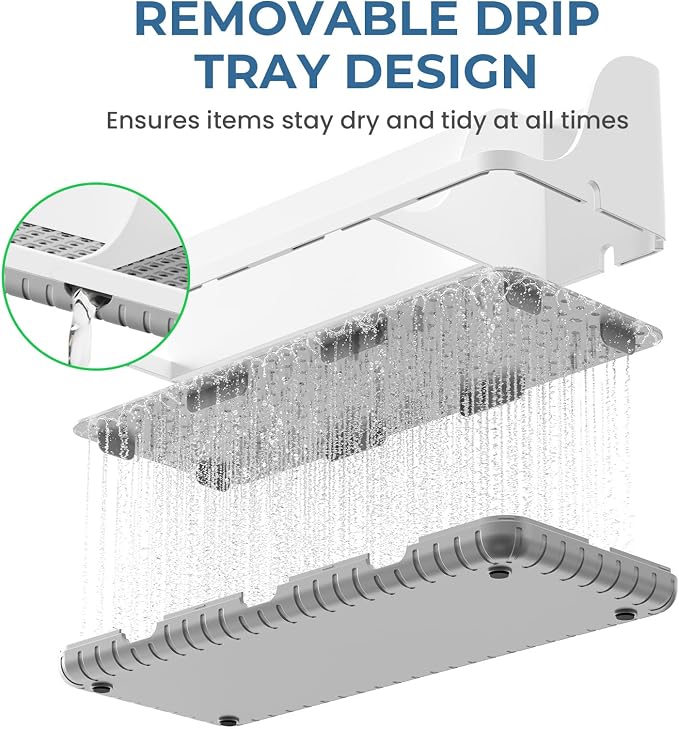 Bathroom Counter Organizers and Storage with 3 PCS Qtip Holder (White) | Easy To Clean, Drainage, Non-Slip, Detachable, 6 Slots Toothbrush Holders for Bathrooms - Image 4