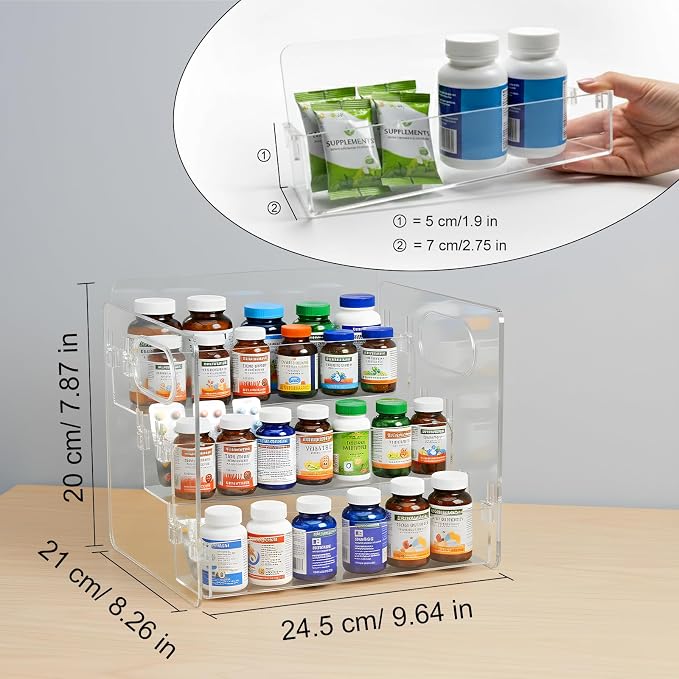 3-Tier Vitamin Storage Organizer, Organizer For Vitamin Bottles And Medicine Bottle, Vitamin Bottle Organizer For Countertop, Bathroom Cabinet Storage Items Are Clearly Visible (2item) - Image 7