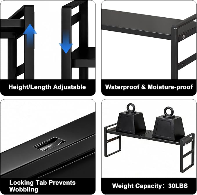 Over The Sink Shelf,Expandable Window Sill Shelf for Plants Small Tall Shelves Stackable Kitchen Organizer Shelves for Bathroom Kitchen Narrow Spaces Countertop - Image 4
