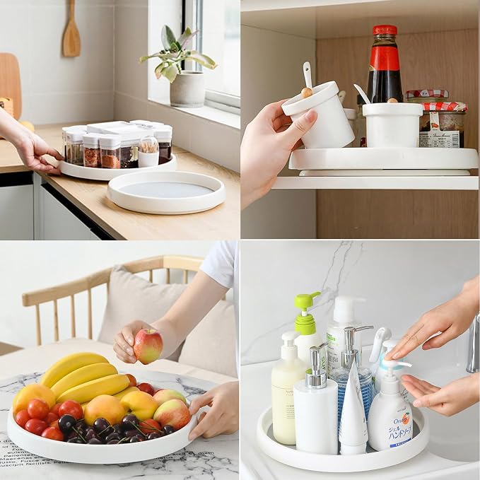 Lazy Susan Turntable Organizer 2 Pack - 10" Rotating Spice Rack Trays | Features a smooth 360-degree rotating design for effortless access to items in deep cabinets, pantries, and fridges. - Image 8