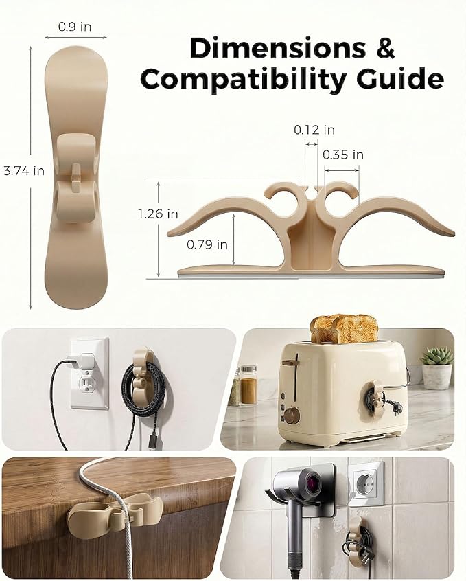 6 PCS Cord Organizer for Appliances, Upgraded Kitchen Appliance Cord Organizer Stick On Appliance Wire Organizer Wire Keeper for Kitchen Appliances Mixers, Coffee Maker, Pressure Cooker, Toasters - Image 7
