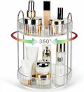 360 Rotating Makeup Organizer, 2 Tier Lazy Susan Bathroom Counter Organizer, Skincare Organizers, Spinning Perfume Organizer & Vanity Organizer Countertop (Silver Clear, 2 Tier) by Niluks